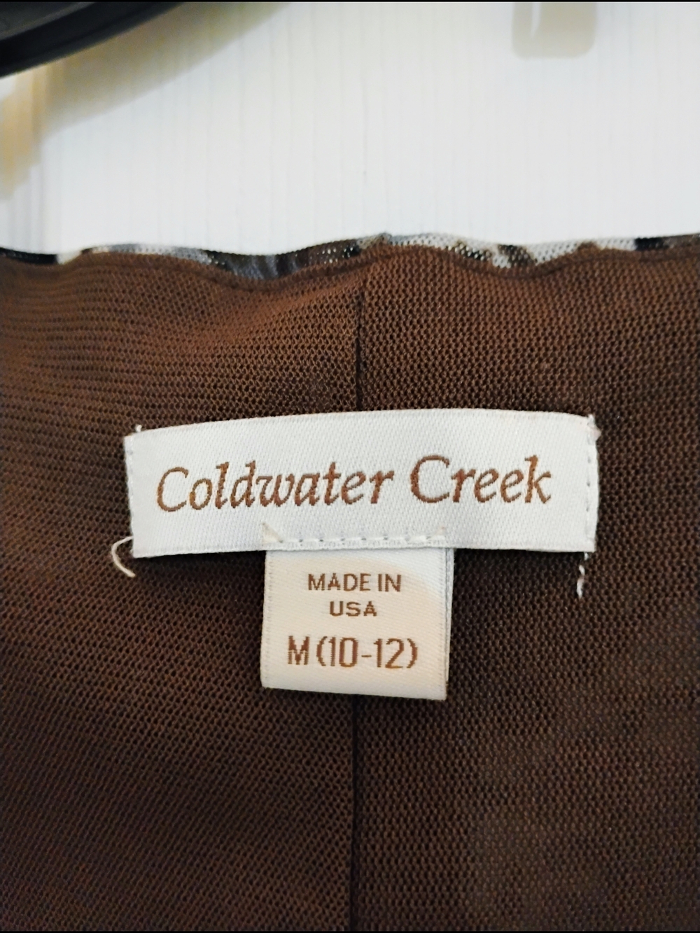 Coldwater Creek Teal Brown Cream Wrap-Style Blouse - Picture 5 of 10